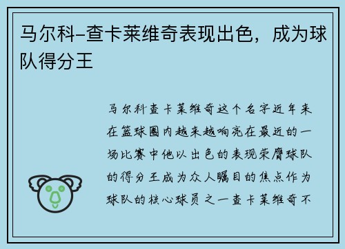 马尔科-查卡莱维奇表现出色，成为球队得分王